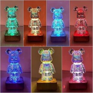 EUC 3D Bear Colour Changing Fireworks LED Table Bed Side Desk Lamp